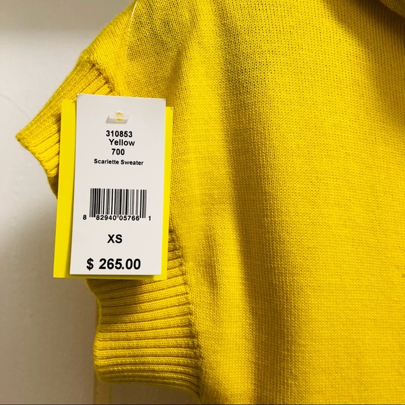 Yellow short sleeve 100% wool mock turtleneck with pockets! - Picture 3 of 4